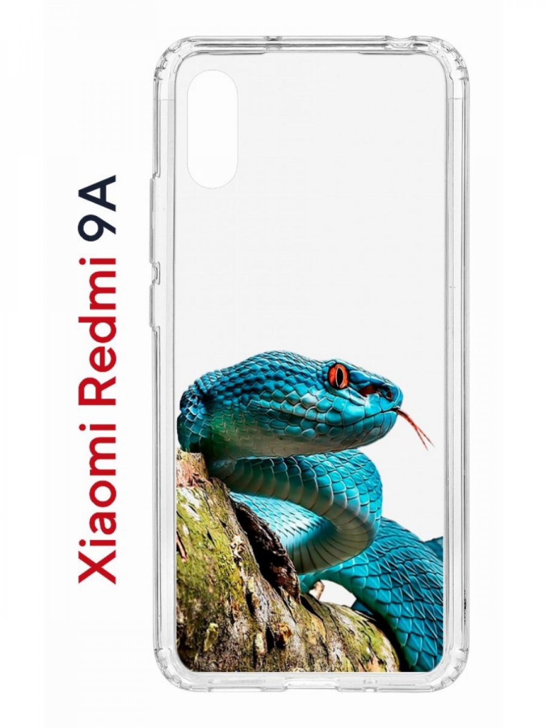 Чехол на Redmi 9A с принтом Kruche Print Змея,противоударный бампер,с защитой камеры