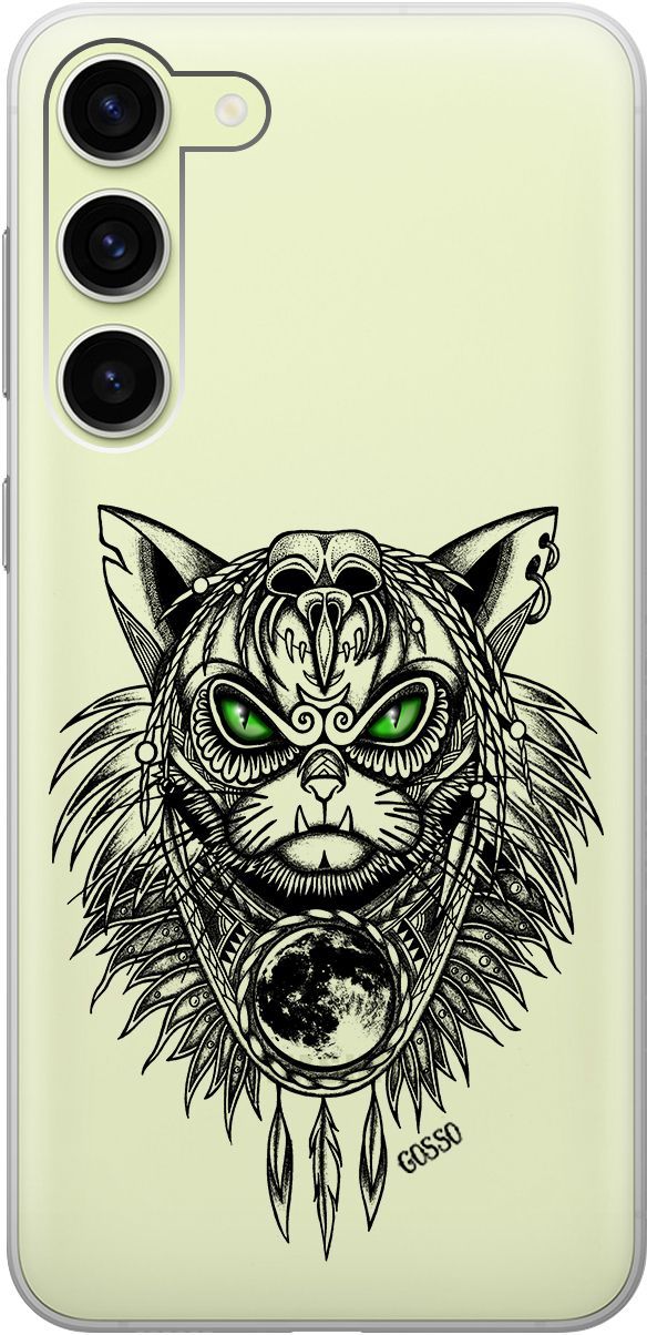 

Чехол на Samsung Galaxy S23+ с 3D принтом "Shaman Cat" прозрачный, Прозрачный;черный, 158387