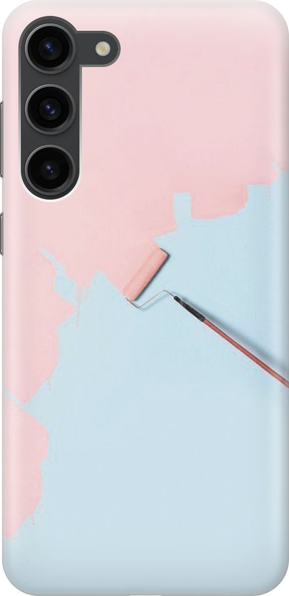 

Чехол на Samsung Galaxy S23+ "Голубая стена, розовая краска", Голубой;розовый, 158382