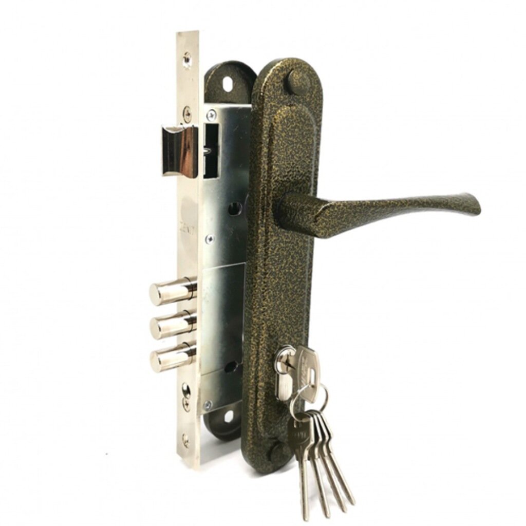 Замок врезной Зенит, ЗВ4-85.3-02, БП-00011188, ручка в комплекте, цилиндровый, бронзовый сумка клатч на клапане бронзовый