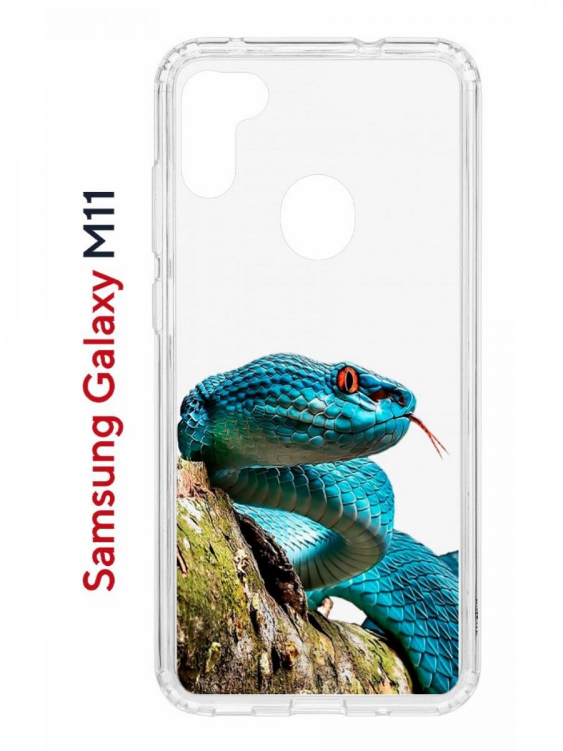 Чехол на Samsung M11, A11 Kruche Print Змея,противоударный бампер,с защитой камеры