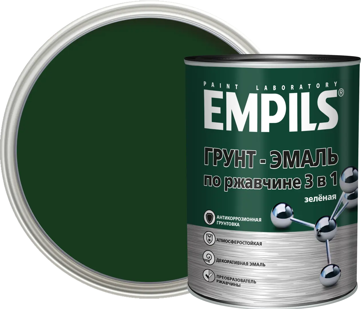 Грунт-эмаль по ржавчине 3 в 1 Empils PL цвет зеленый 0.9 кг