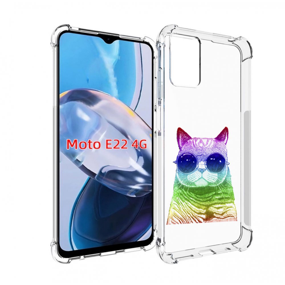 

Чехол MyPads Кот в очках для Motorola Moto E22 4G / E22i 4G, Прозрачный, Tocco