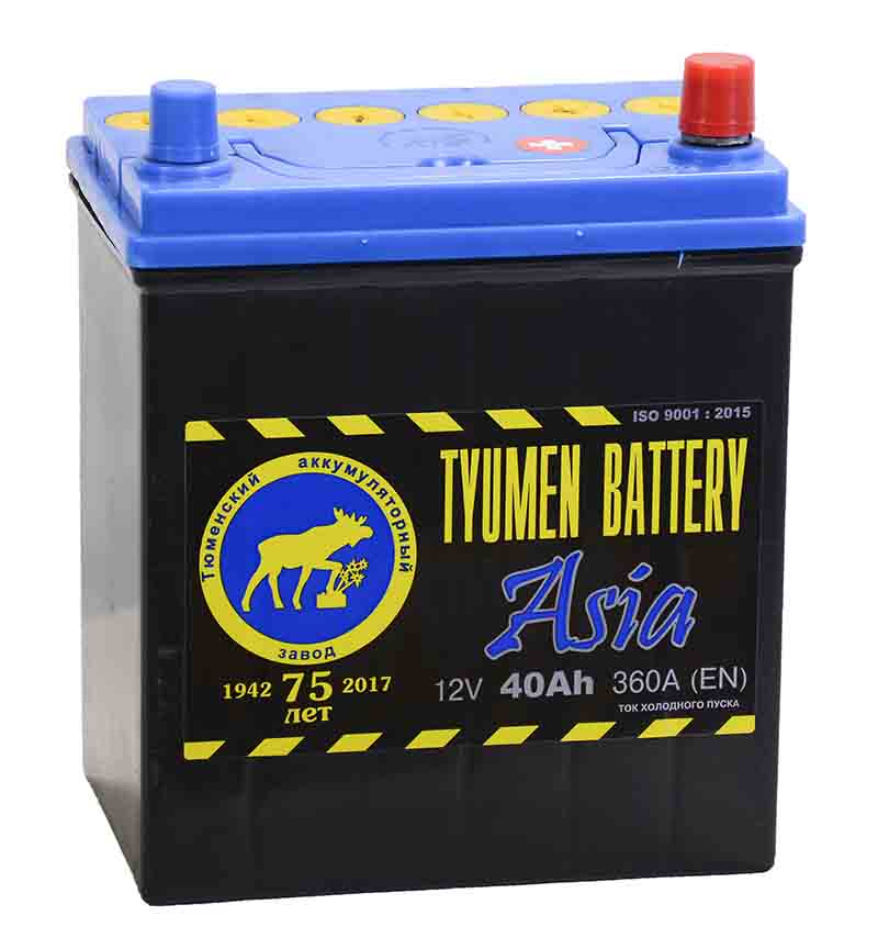 Аккумулятор TYUMEN BATTERY ASIA 40 А/ч 370 А обр. пол. Азия авто (187x128x223) без борт