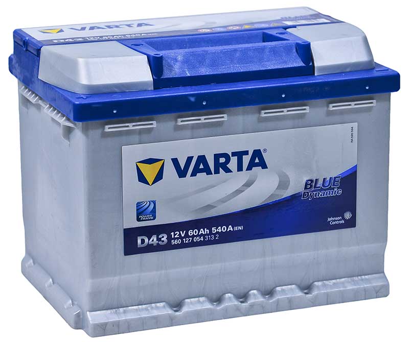 

Аккумулятор Varta Blue Dynamic D43 60 А/ч 540 A пр.пол. Росс. авто (242x175x190) 560127