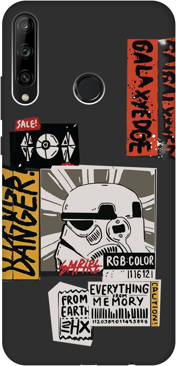 

Чехол на Honor 9C/Huawei P40 Lite E "Stormtrooper Stickers" черный, 8386