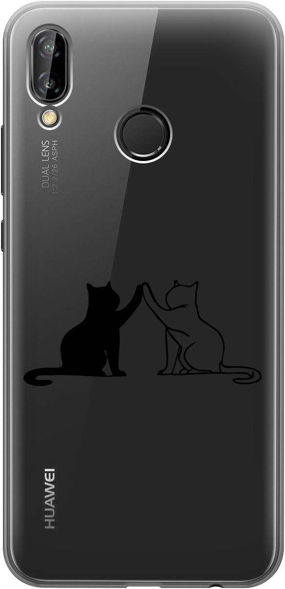 

Чехол на Huawei P20 Lite/Nova 3e с принтом "Cats" прозрачный, 5251