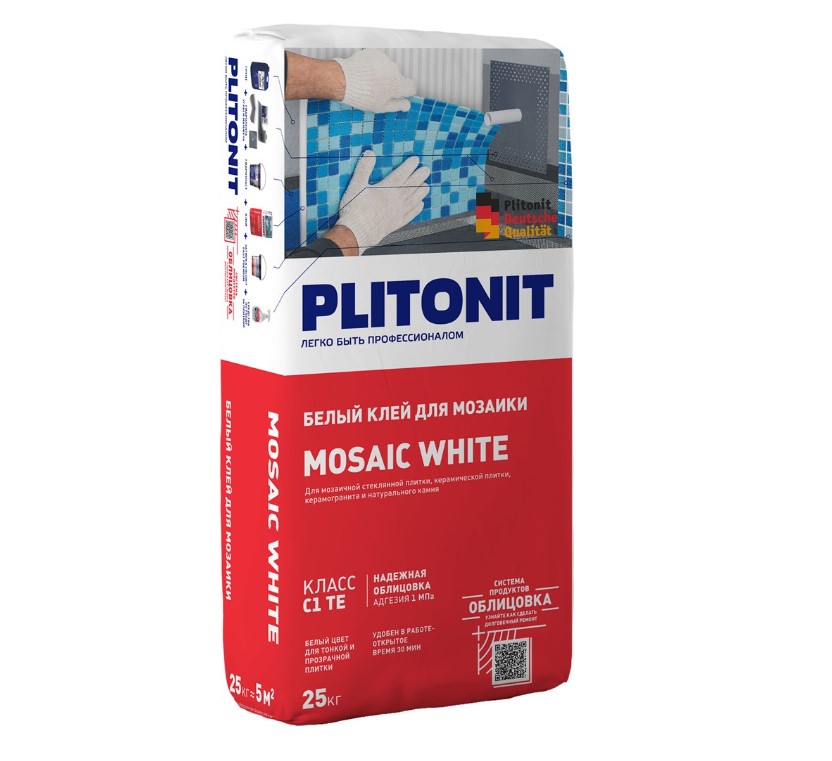 Клей PLITONIT 346547 MOSAIC WHITE белый для стеклянной мозайки 25кг 1490₽