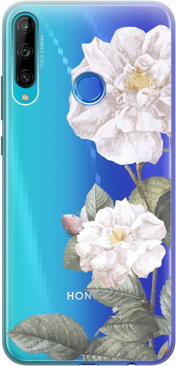 

Чехол на Honor 9C/Huawei P40 Lite E "White Rose" прозрачный, Прозрачный;черный, 5264