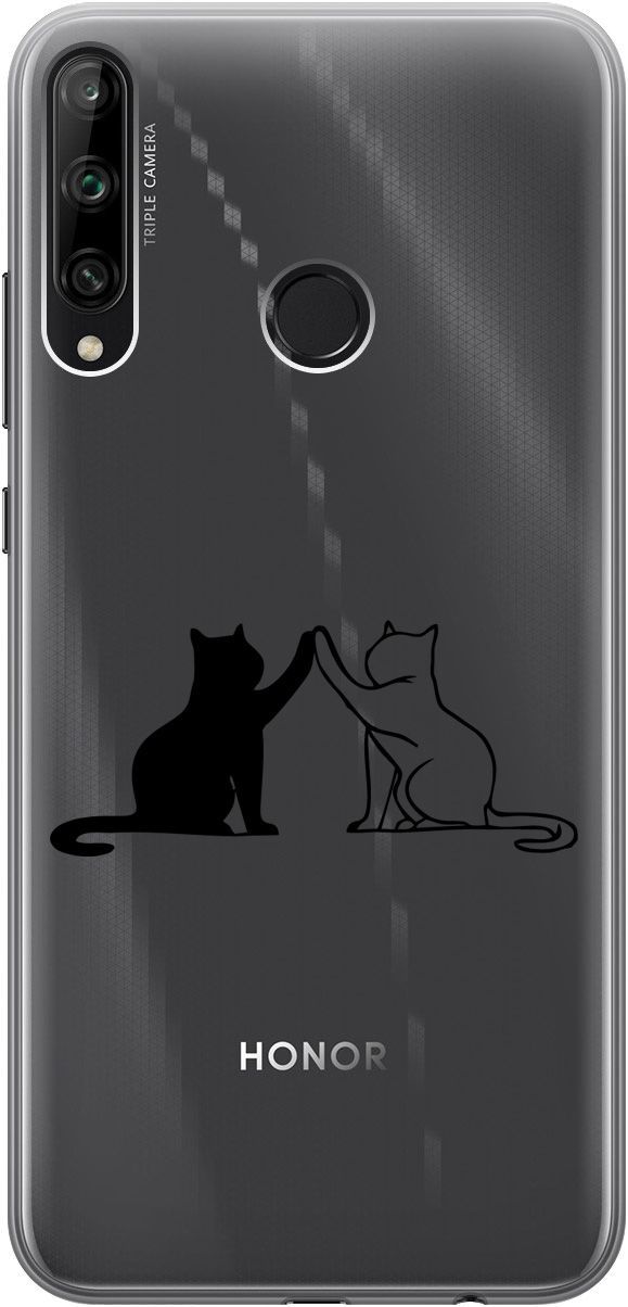 

Чехол на Honor 9C/Huawei P40 Lite E "Cats" прозрачный, Прозрачный;черный, 5264