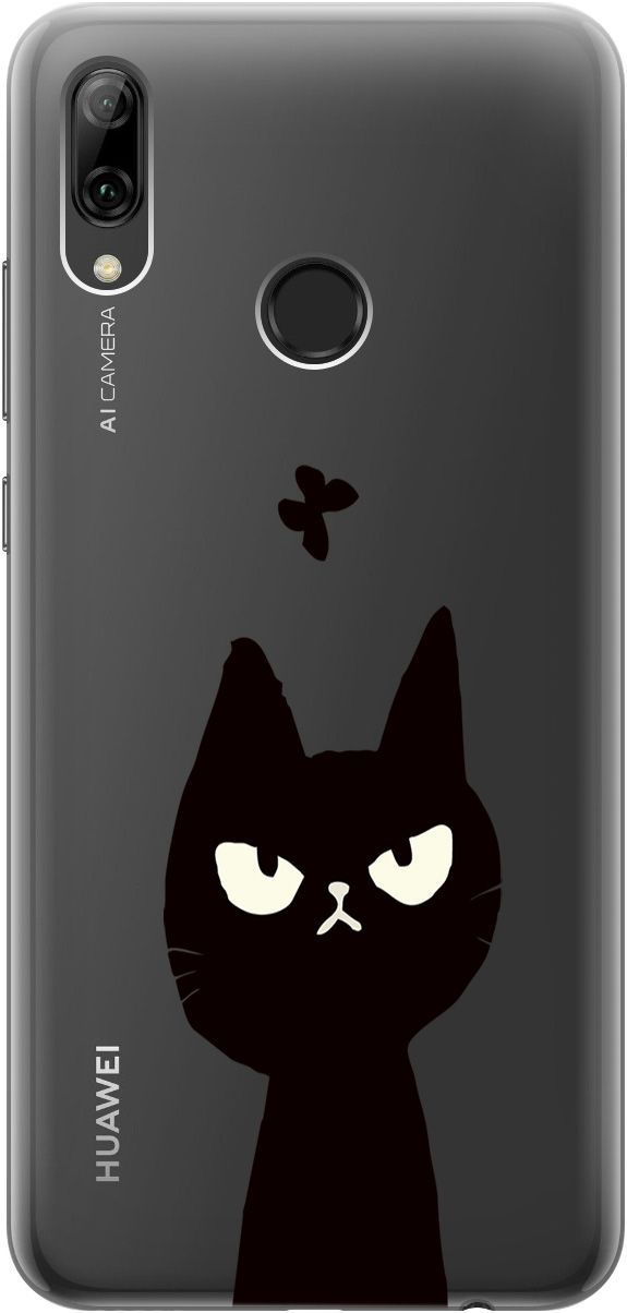 

Чехол на Honor 10 Lite/Huawei P Smart (2019) "Disgruntled Cat" прозрачный, Прозрачный;черный, 5242