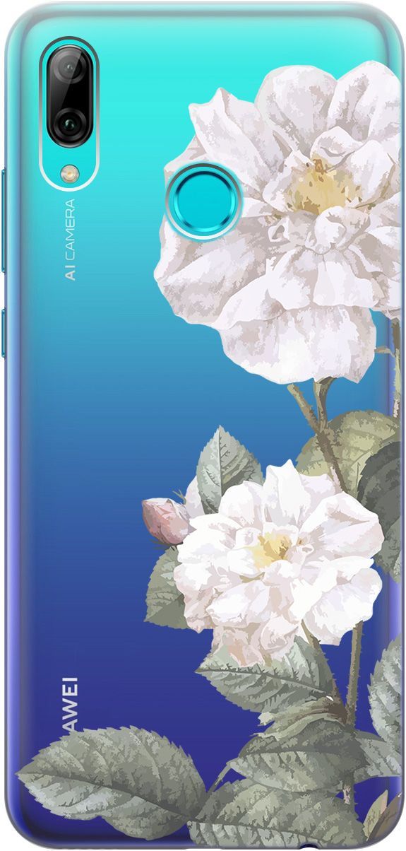 

Чехол на Honor 10 Lite/Huawei P Smart (2019) "White Rose" прозрачный, Прозрачный;черный, 5242