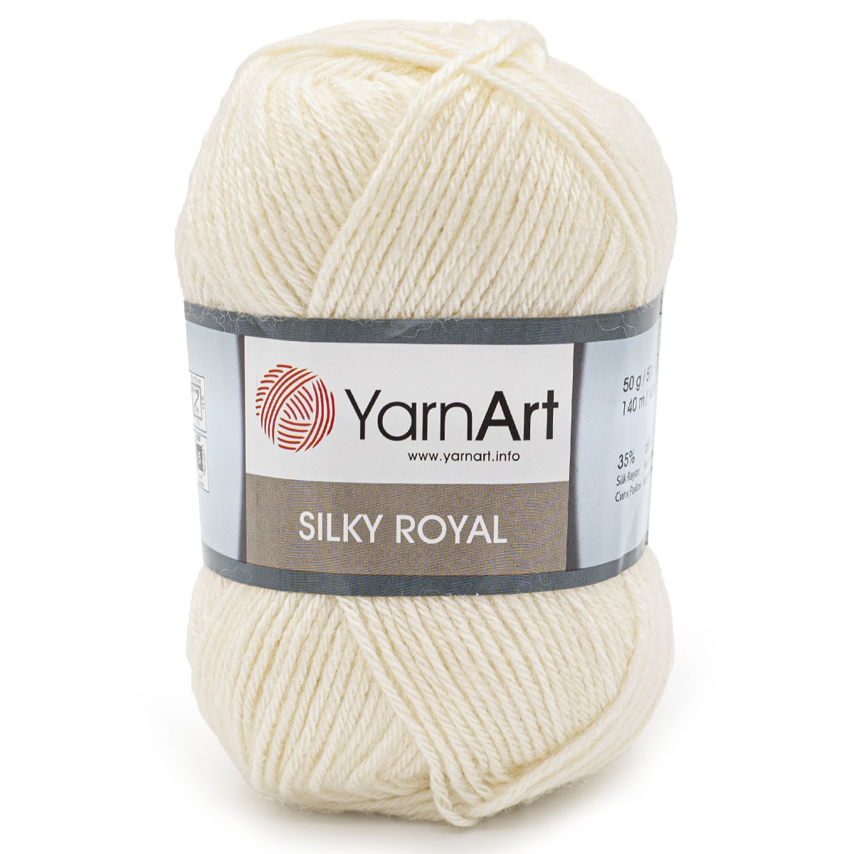 фото Пряжа yarnart silky royal 50 г, 140 м шёлковая вискоза, меринос 430 молочный, 5 мотков