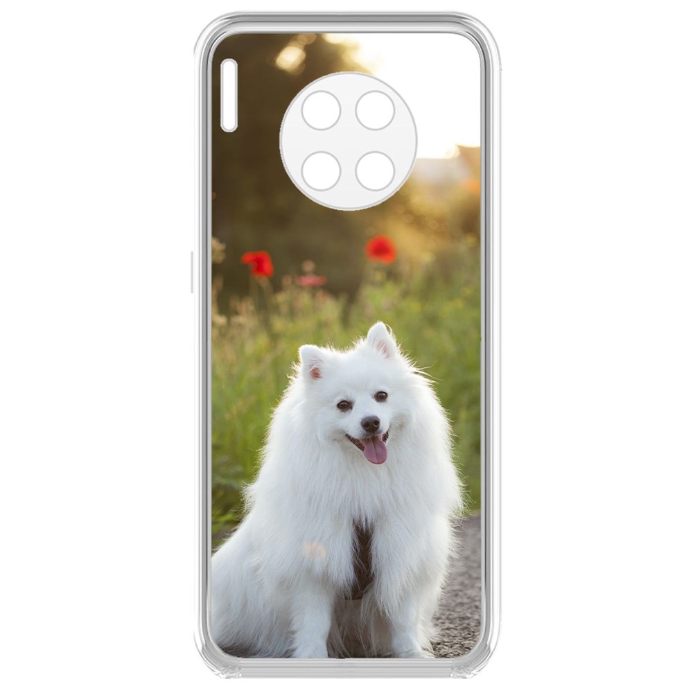 

Чехол-накладка Белый шпиц для Huawei Mate 30, Прозрачный