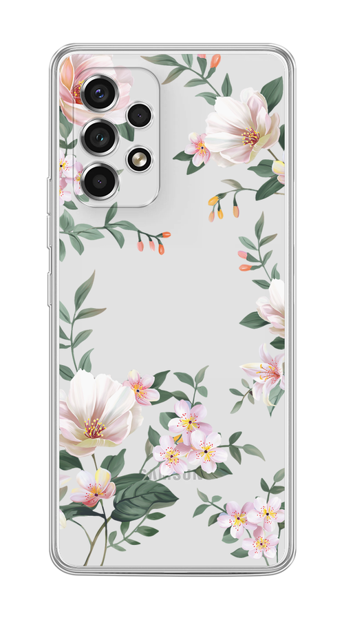 

Чехол на Samsung Galaxy A53 5G "Beautiful white flowers", Бежевый;зеленый, 2104550-1