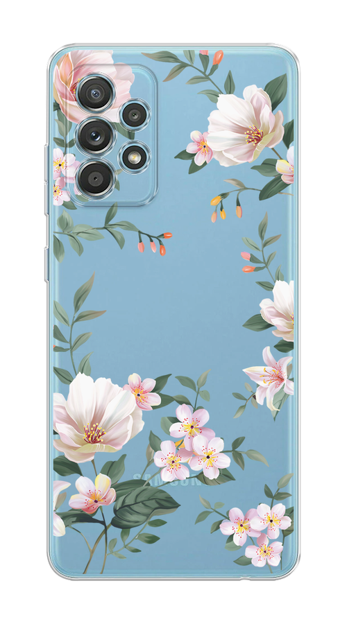 

Чехол на Samsung Galaxy A33 5G "Beautiful white flowers", Бежевый;зеленый, 2104450-1
