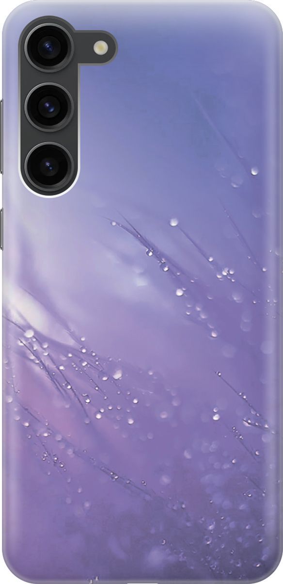 

Чехол на Samsung Galaxy S23+ "Капли на синей траве", Белый;синий, 158378