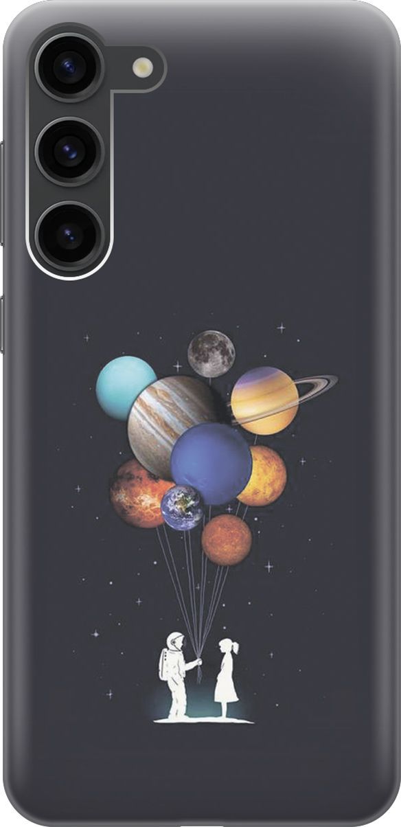 

Чехол на Samsung Galaxy S23+ "Космический подарок", Белый;голубой, 158373