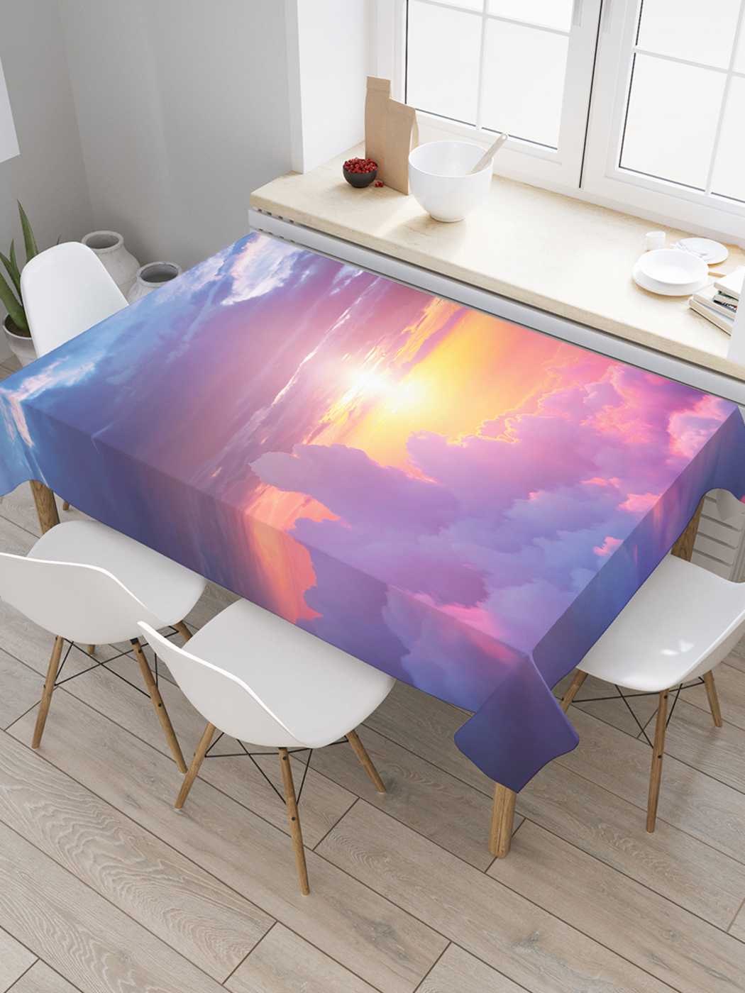 

Скатерть прямоугольная JoyArty "В поисках солнца" из сатена, 180x145 см, Голубой, В поисках солнца