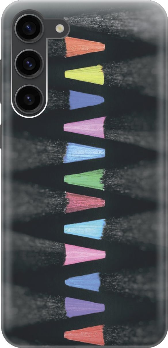 

Чехол на Samsung Galaxy S23+ "Разноцветные карандаши", Голубой;черный, 158376