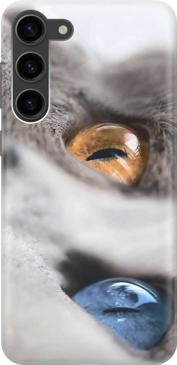 

Чехол на Samsung Galaxy S23+ "Кот с разноцветными глазами", Голубой;серый, 158379