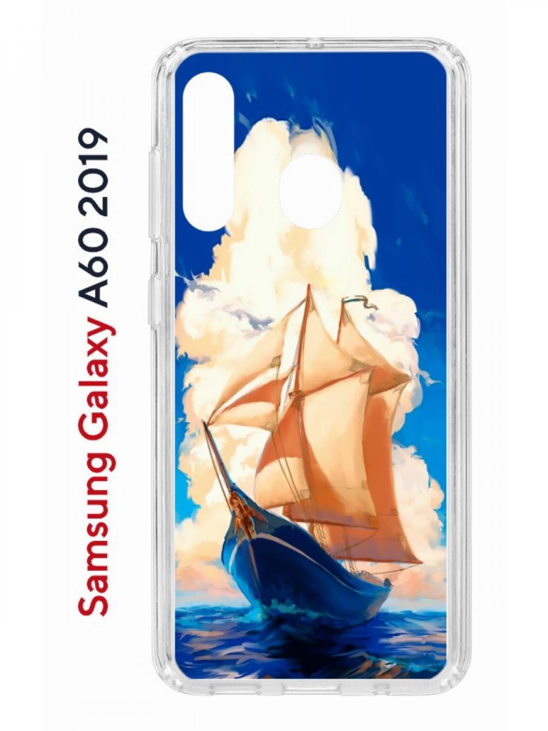 Чехол на Samsung Galaxy A60 2019 с принтом Kruche Print Парусник противоударный бампер