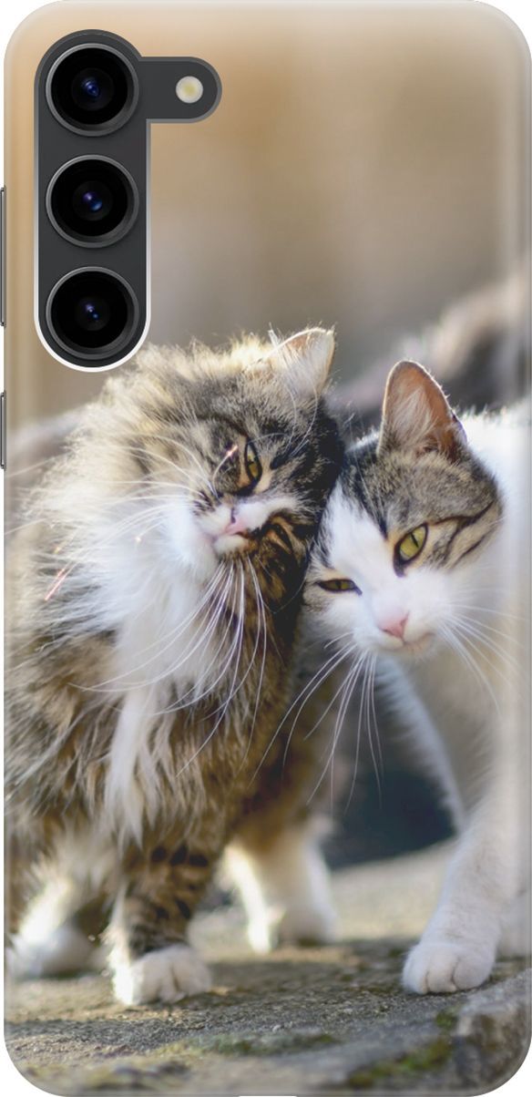 

Чехол на Samsung Galaxy S23+ "Ласкающиеся кошечки", Бежевый;белый, 158377