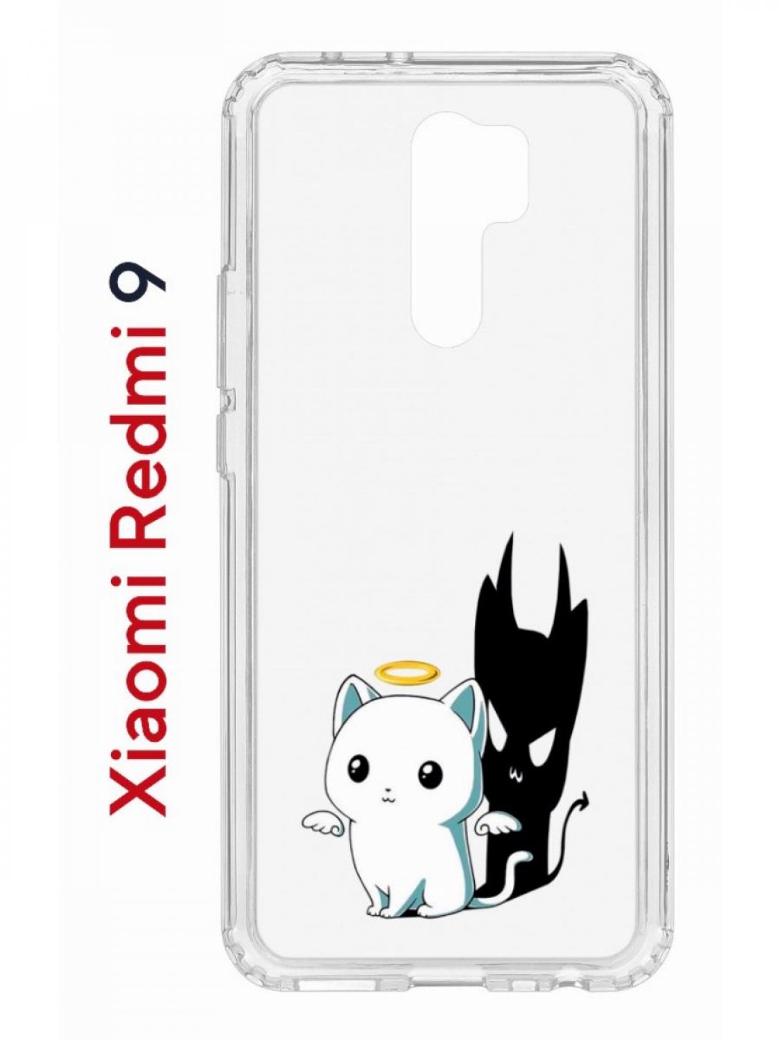 Чехол на Redmi 9 с принтом Kruche Print Angel Demon,противоударный бампер,с защитой камеры