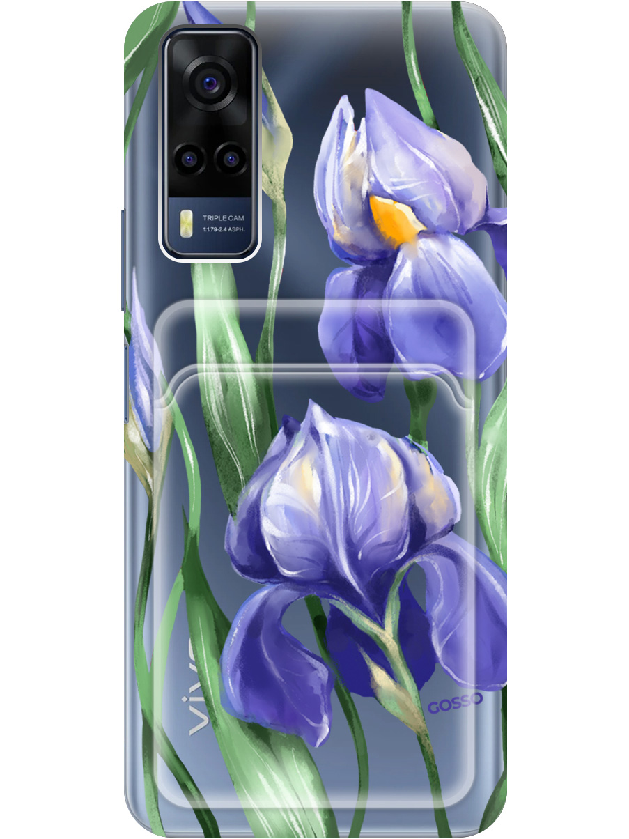 

Силиконовый чехол на Vivo Y31 / Y53s 4G / Y51 2020 с рисунком "Amazing Irises" прозрачный, Прозрачный;белый;синий, 20012062