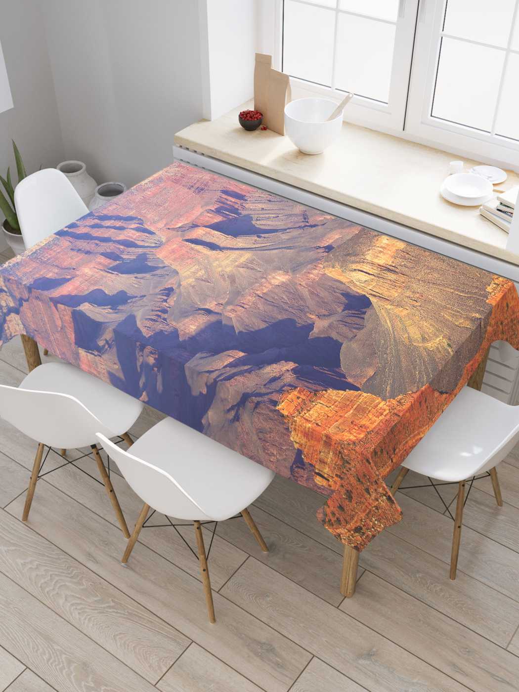 фото Скатерть прямоугольная joyarty "горный каньон" из оксфорда, 180x145 см