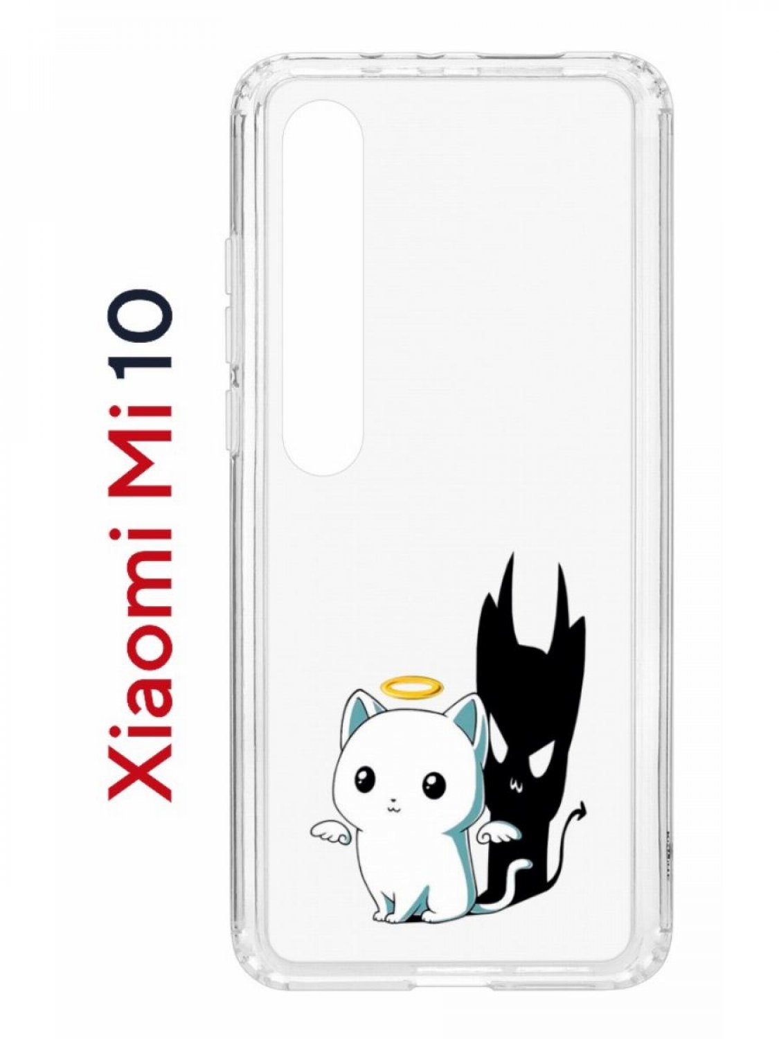 Чехол на Xiaomi Mi 10/Mi 10 Pro Kruche Print Angel Demon,противоударный бампер с принтом