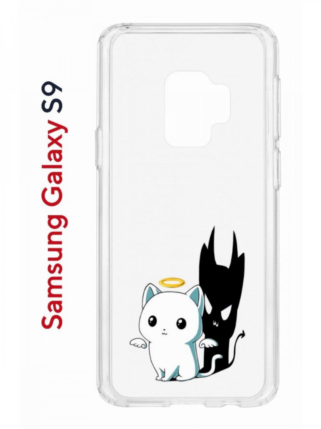 

Чехол на Samsung Galaxy S9 Kruche Print Angel Demon,противоударный бампер,с защитой камеры, Прозрачный;черный;белый;голубой, Самсунг Галакси с9