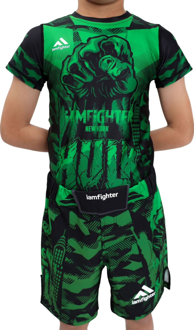 Рашгард детский iamfighter черн-зелен 120 см