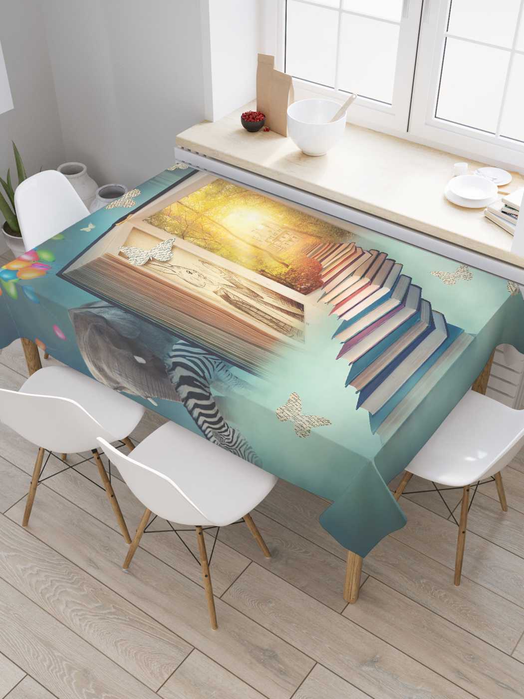 

Скатерть прямоугольная JoyArty "Лестница к знаниям" из сатена, 180x145 см, Голубой, Лестница к знаниям