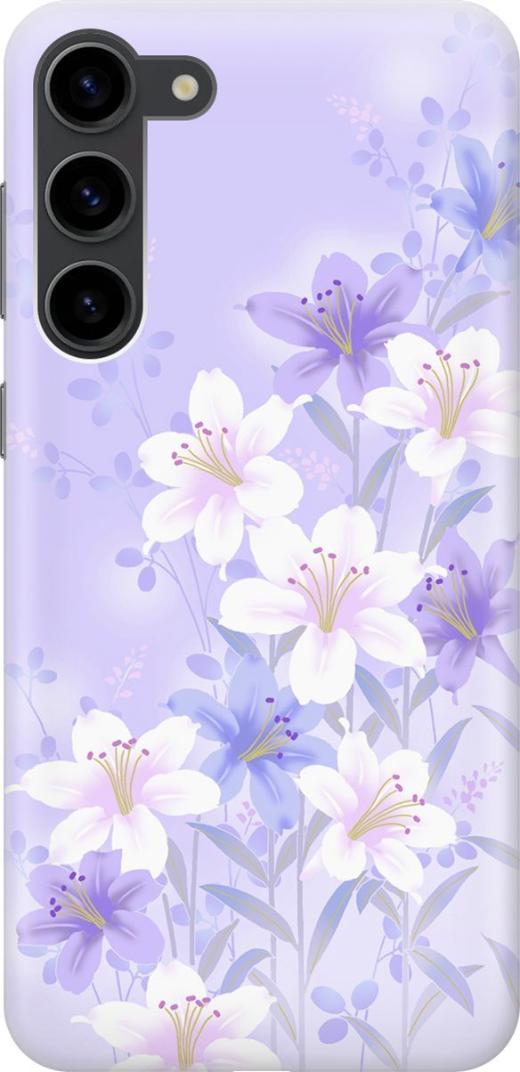 

Чехол на Samsung Galaxy S23+ "Лилии на фиолетовом", Белый;фиолетовый, 158378