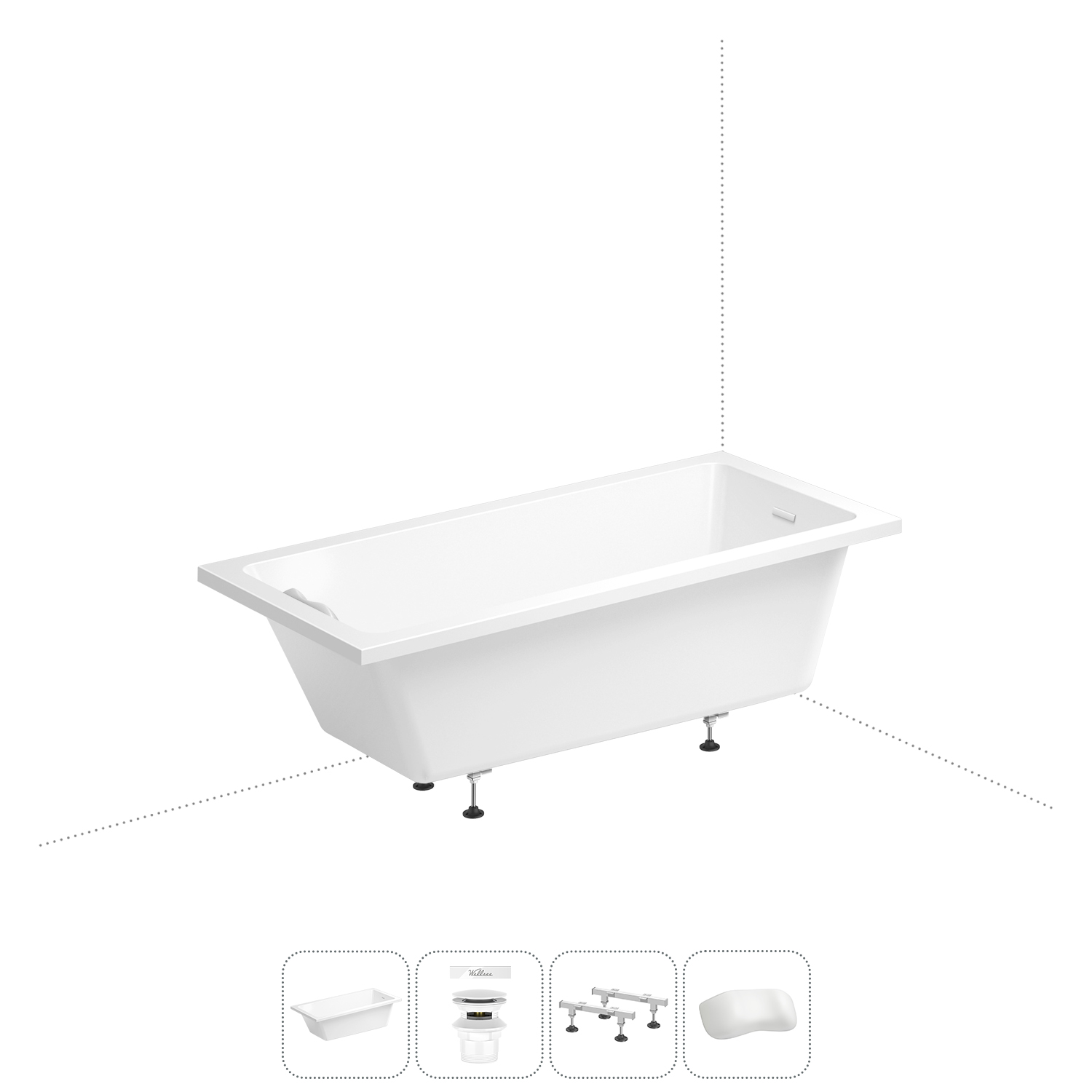

Акриловая ванна 165х80 см Wellsee FreeDom 2.0 20212809R, в наборе 4 в 1, Белый, FreeDom 2.0_bath_ветка_B_глянцевый белый