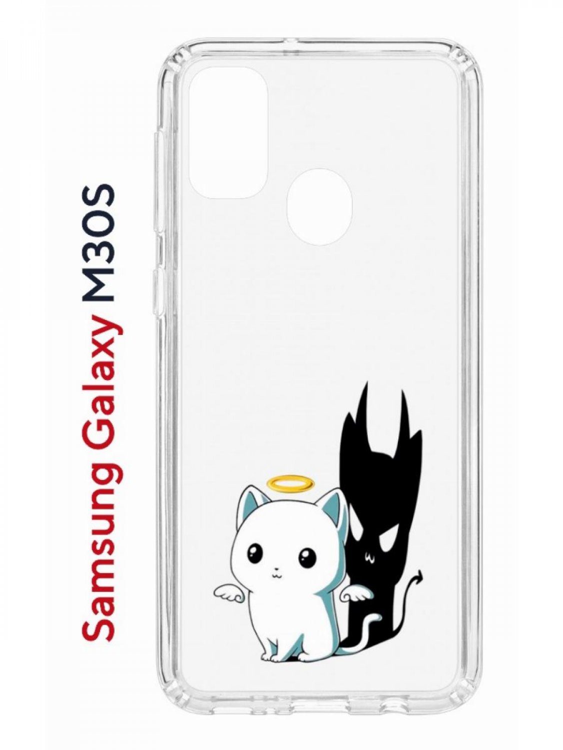 Чехол на Samsung M30S/M21 Kruche Print Angel Demon,противоударный бампер,с защитой камеры