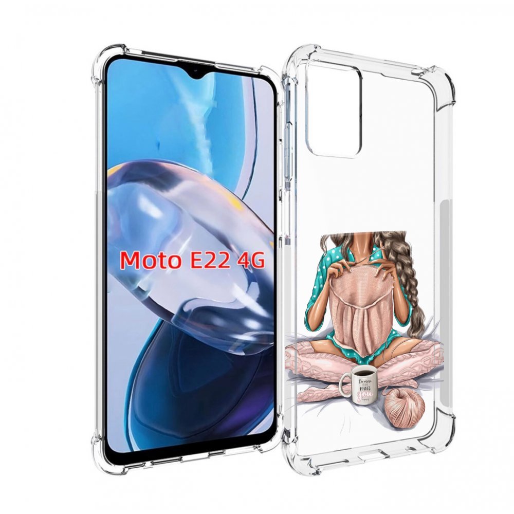 

Чехол MyPads Девушка-вяжет женский для Motorola Moto E22 4G / E22i 4G, Прозрачный, Tocco