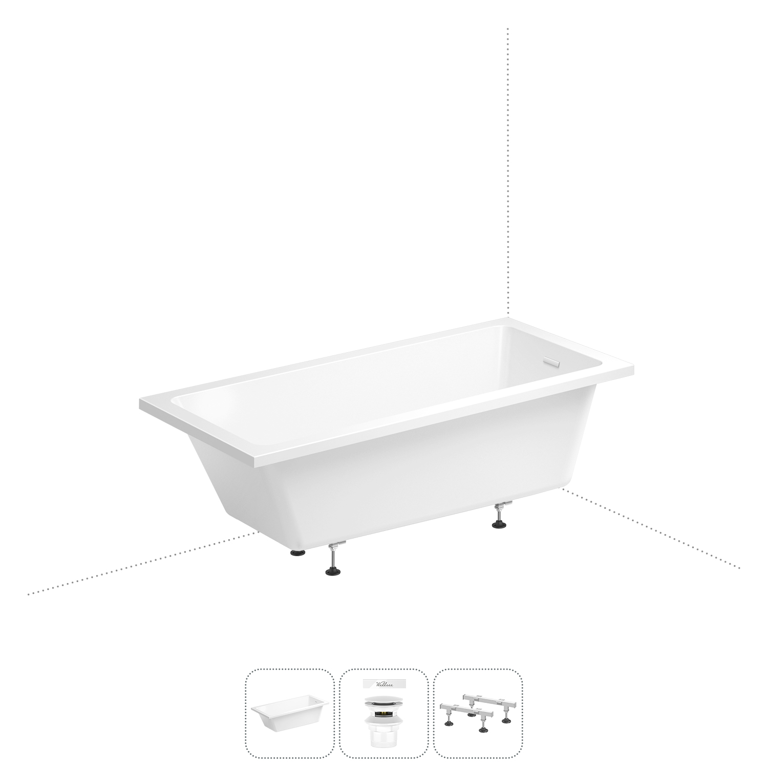 

Акриловая ванна 165х80 см Wellsee FreeDom 2.0 20212797R, в наборе 3 в 1, Белый, FreeDom 2.0_bath_ветка_B_глянцевый белый