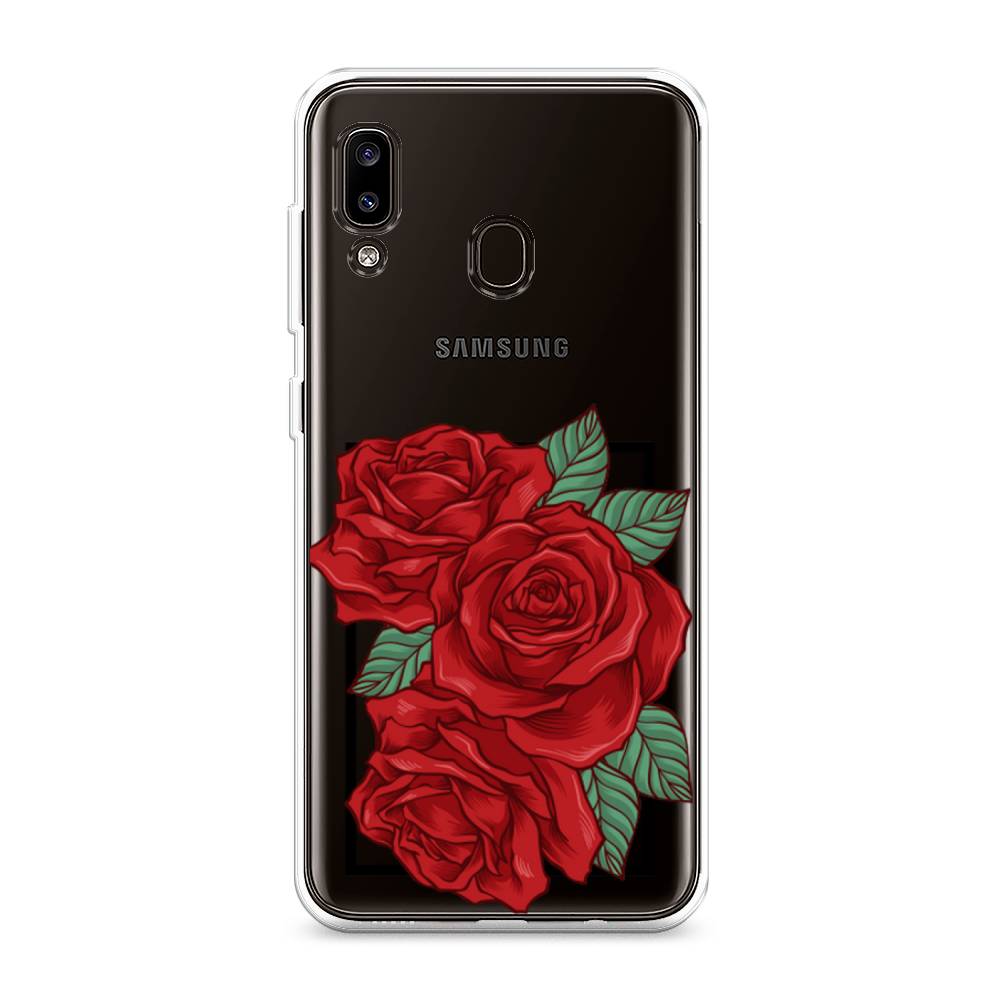

Чехол на Samsung Galaxy A20 "Три алые розы", Красный, 27650-2