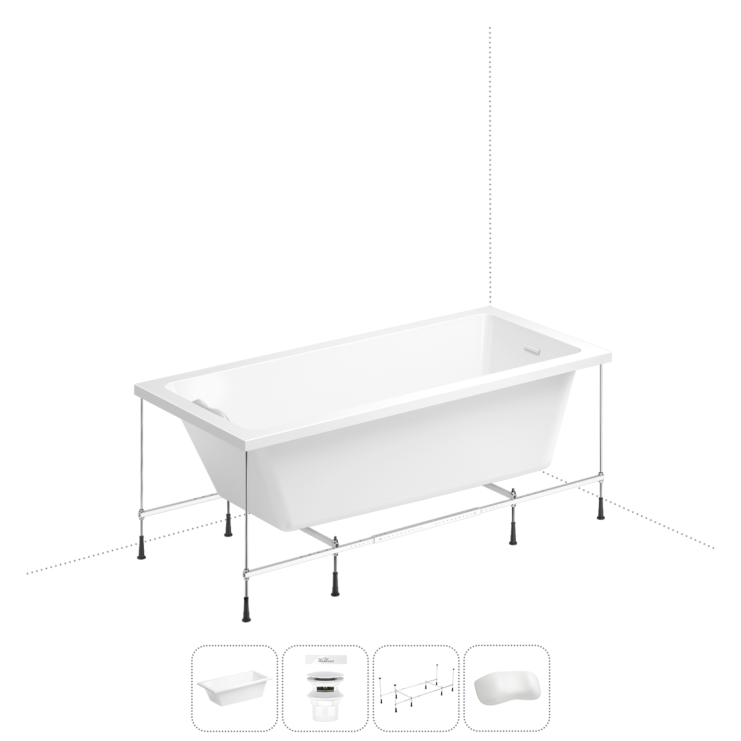 

Акриловая ванна 165х80 см Wellsee FreeDom 2.0 20212785R, в наборе 4 в 1, Белый, FreeDom 2.0_bath_ветка_A_глянцевый белый