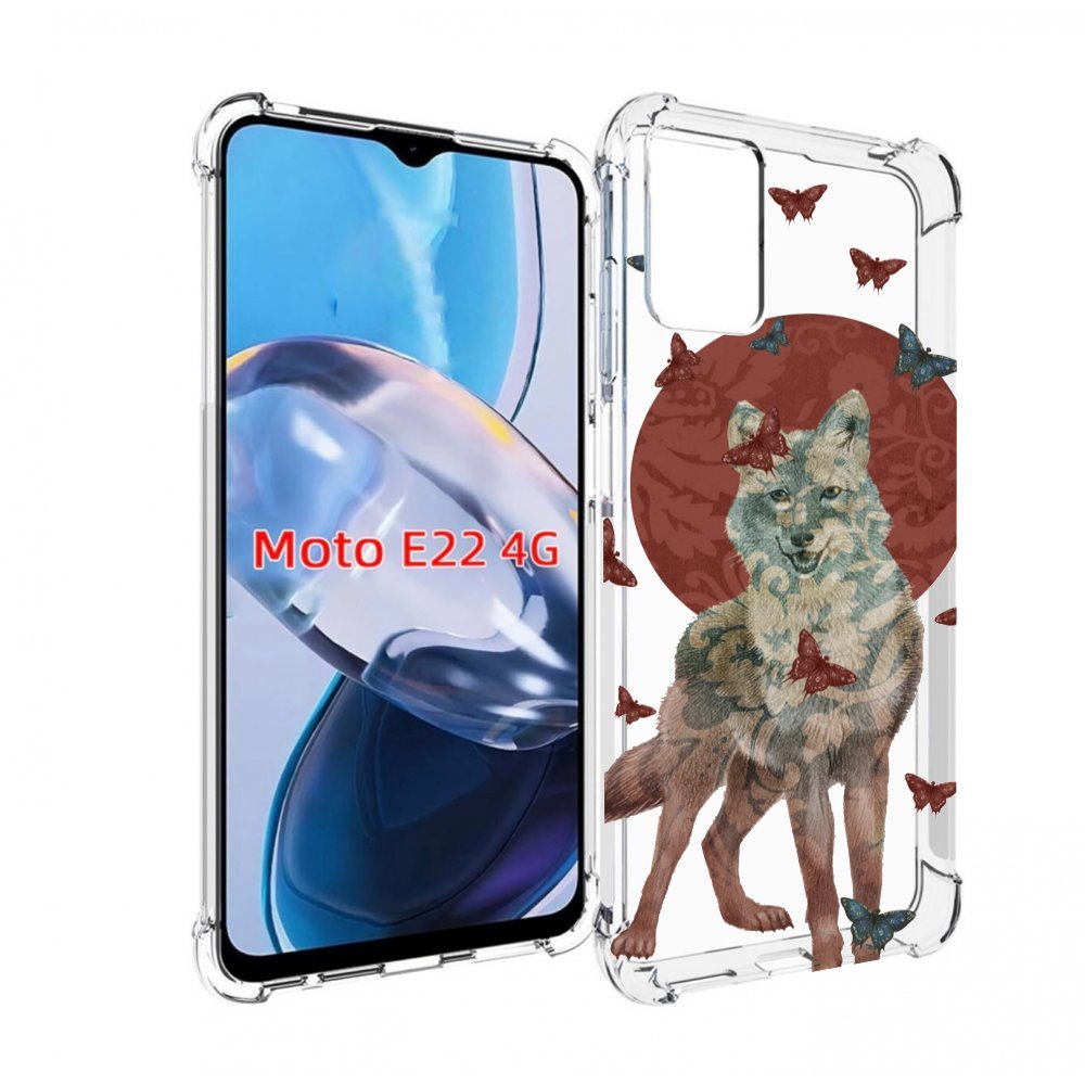 

Чехол MyPads Волчица с бабочками для Motorola Moto E22 4G / E22i 4G, Прозрачный, Tocco