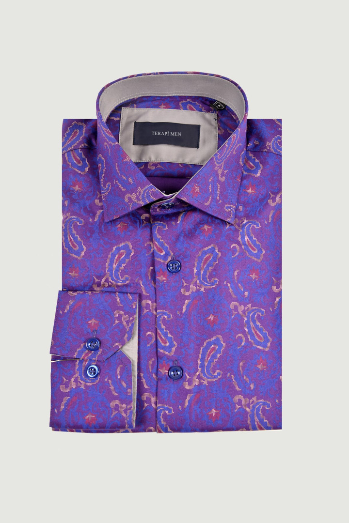 

Рубашка мужская Terapi Men 23496 фиолетовая XS (доставка из-за рубежа), 23496