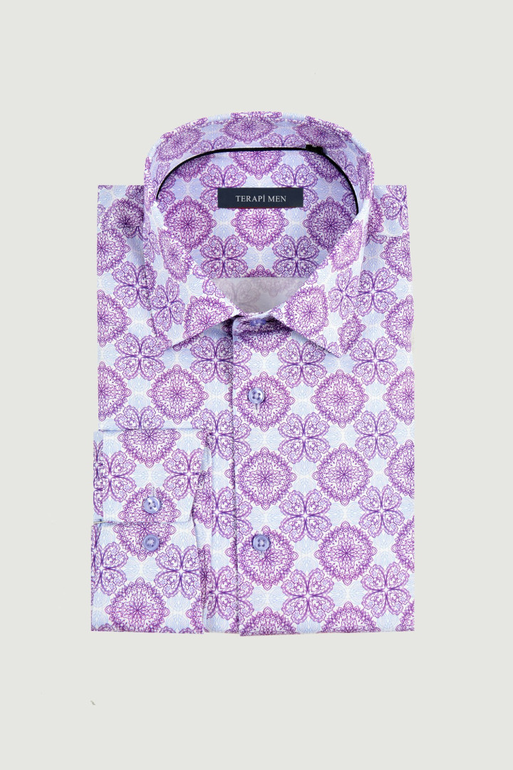 

Рубашка мужская Terapi Men 23494 фиолетовая XS (доставка из-за рубежа), 23494