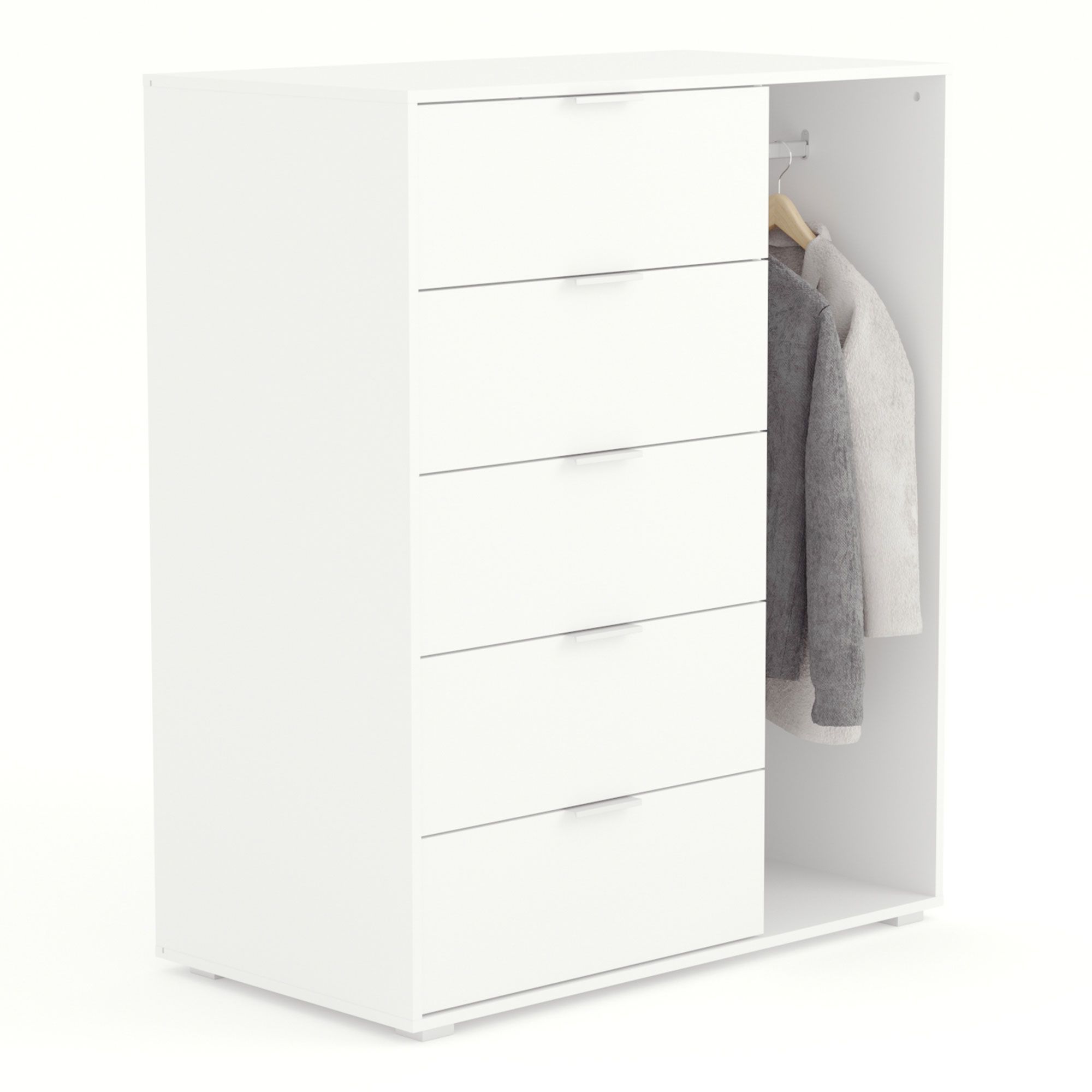 фото Комод beneli lucia, со штангой, с ящиками, белый, 104.6х56х127.2 см, 1 шт.