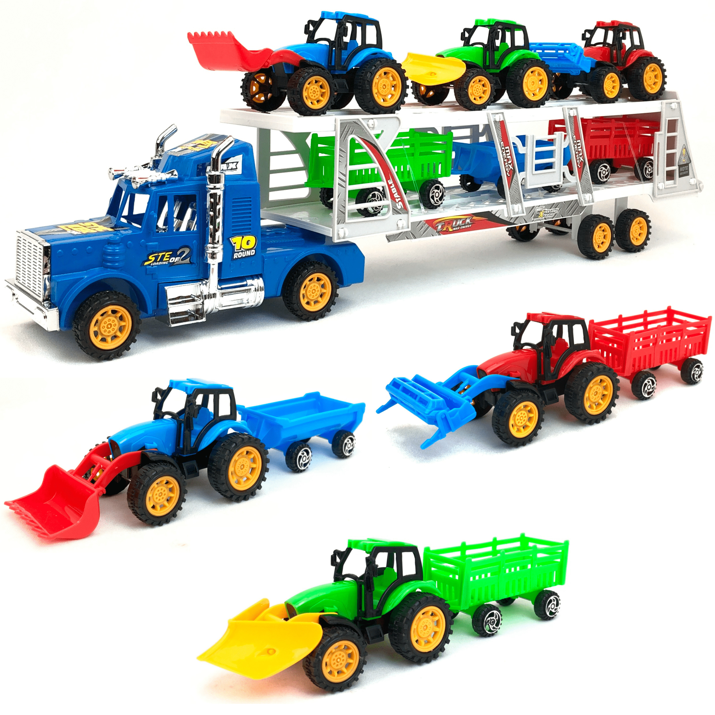 фото Машина инерционная playsmart трейлер c 3-мя тракторами, truck, 109593