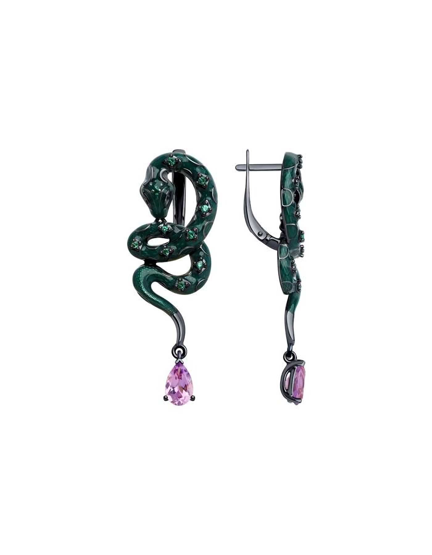 

Серьги подвески из серебра TEO MAORI 892022584, аметист/эмаль, 892022584