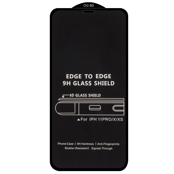 

Защитное стекло iPhone 11 Pro/XS/X Black 6D