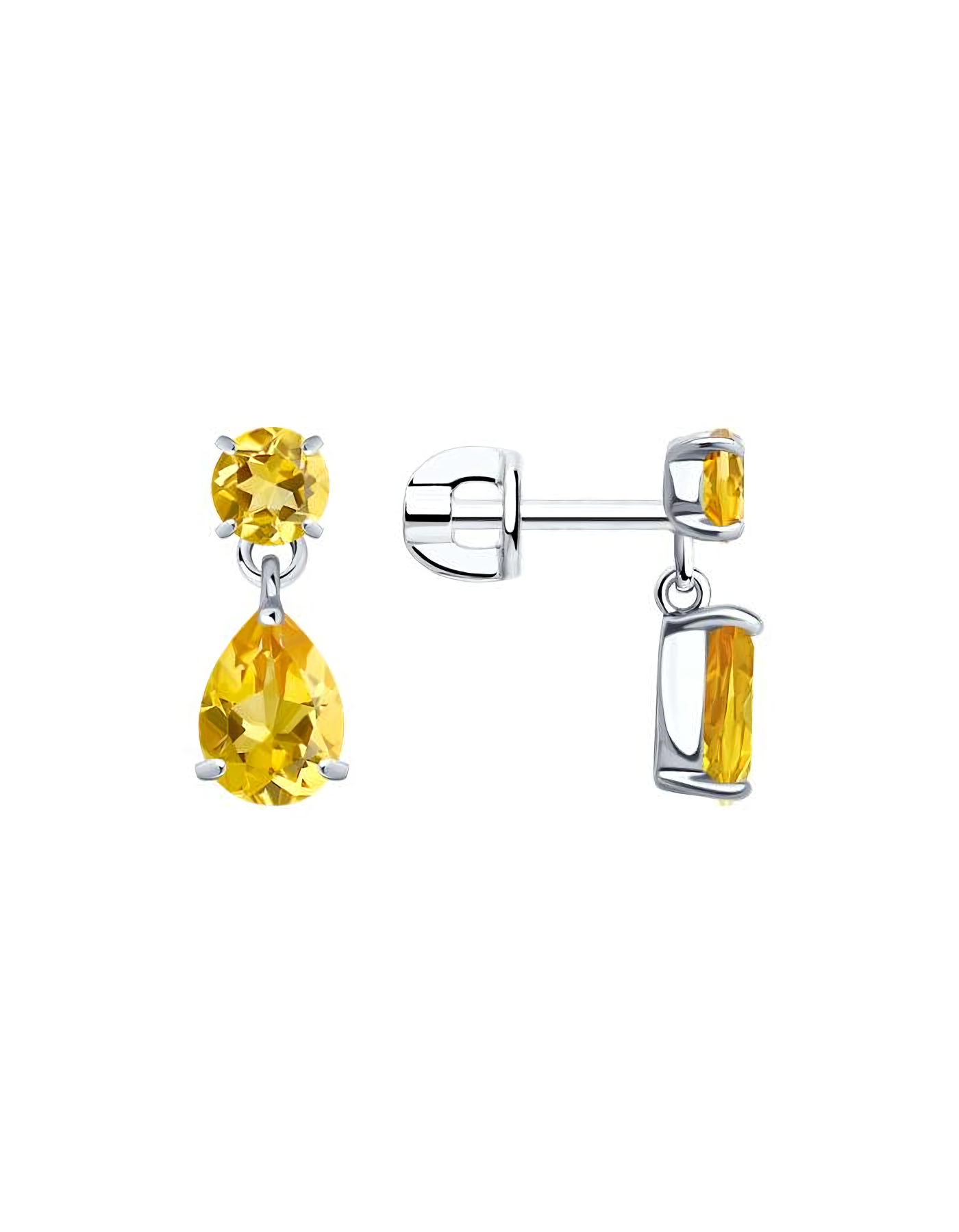 

Серьги пусеты из серебра TEO MAORI 892022559, цитрин, 892022559
