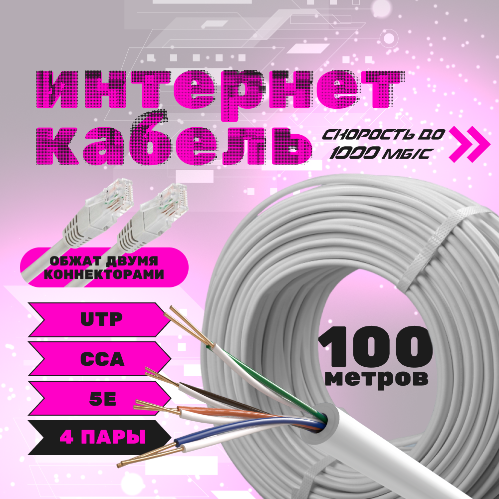 LAN кабель витая пара ZDK CCA внутренний 100 метров INCCA100 1690₽